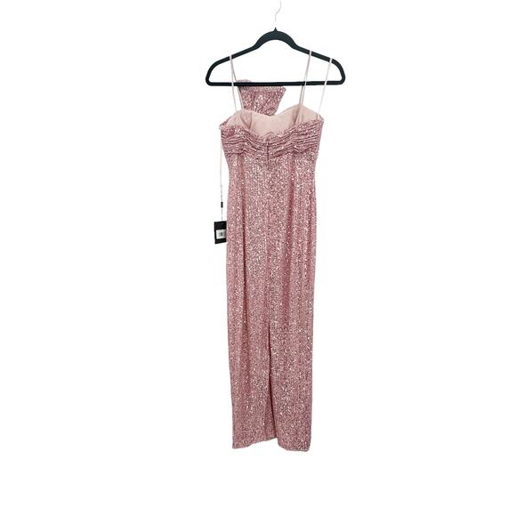 Mac Duggal 11284 Gorgeous Square Neckline Sequined Sheath Rose Pink Size 0 NWT - Picture 9 of 11